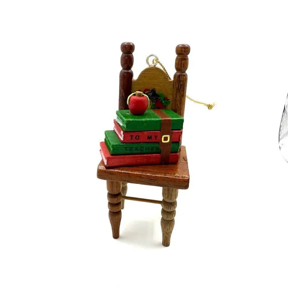 Vintage House Of Lloyd Teacher Christmas Ornament Chair Books 1987